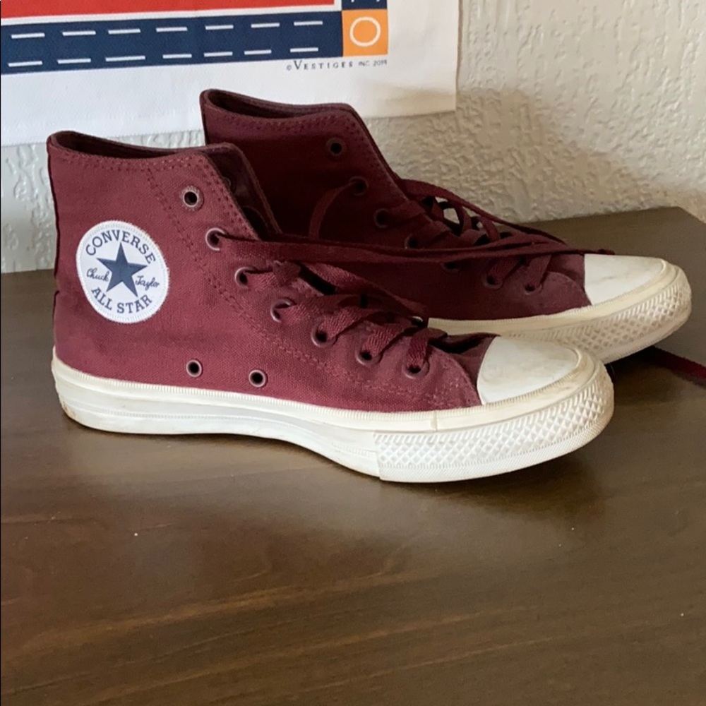 Maroon converse high tops